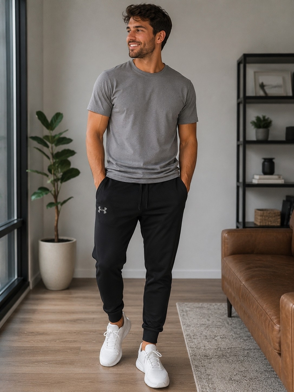 Under Armour Cold Gear Loose Fit Jogger Sweatpants Men's Size XL Black Pockets